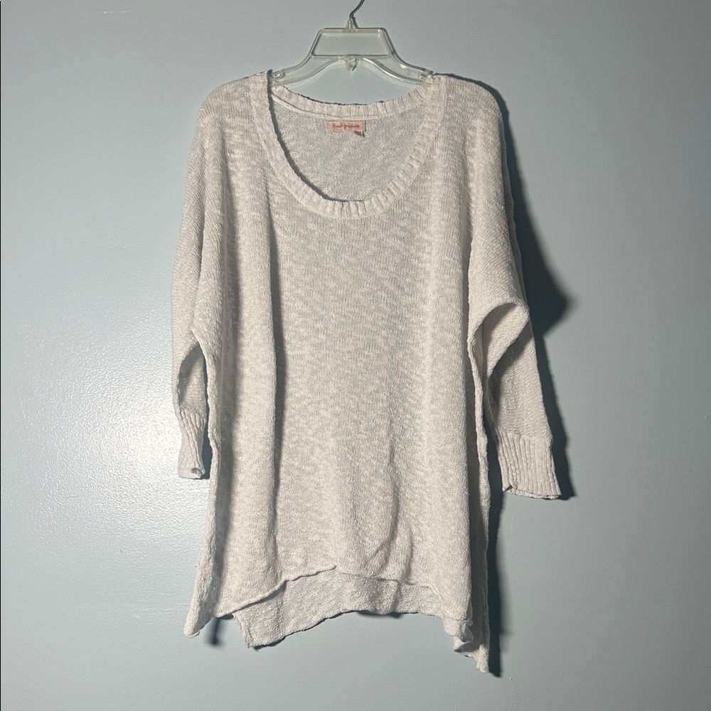 fresh produce white Scoop Neck Pullover Beach Sweater